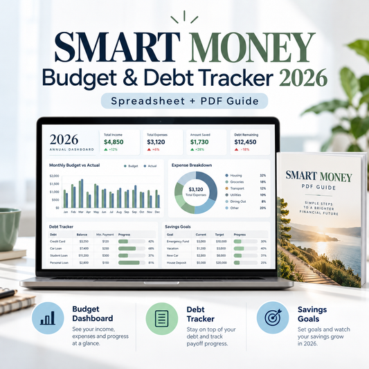 Smart Money — Budget & Debt Tracker 2026 (Spreadsheet + PDF Guide)